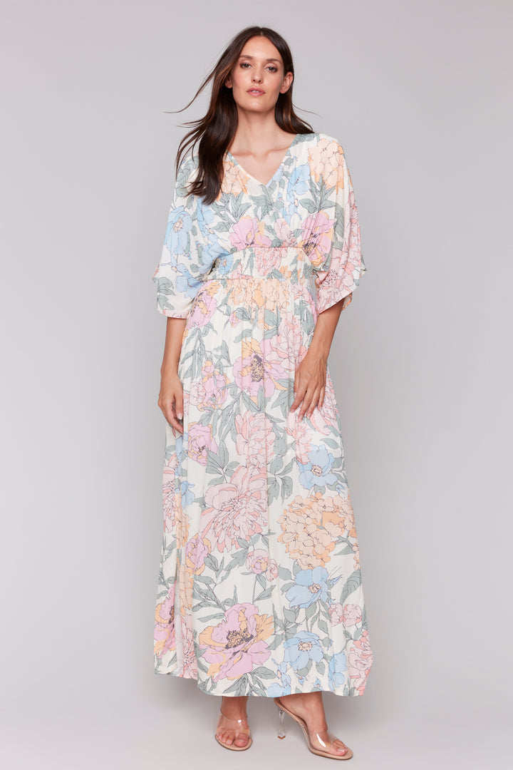 DAHLIA PRINT SS MAXI DRESS