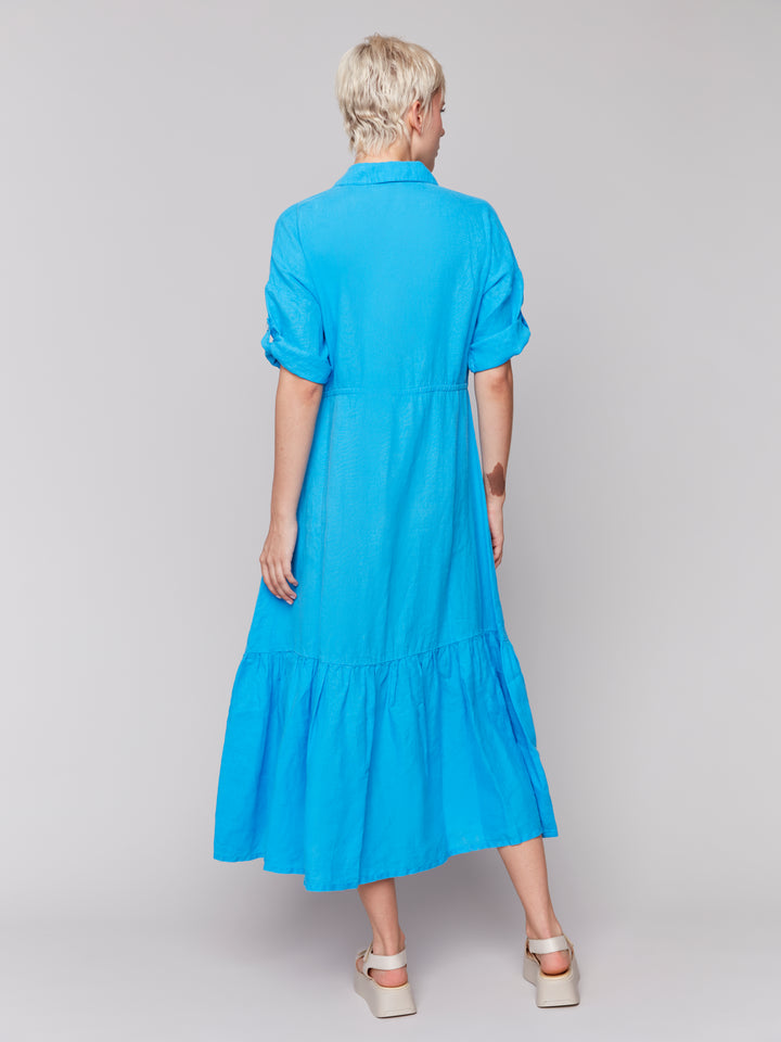 LAGOON SS BUTTON FRONT LONG DRESS