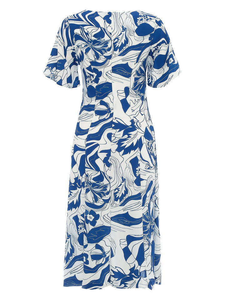 BLUE LOTUS SS SPLIT NECK DRESS