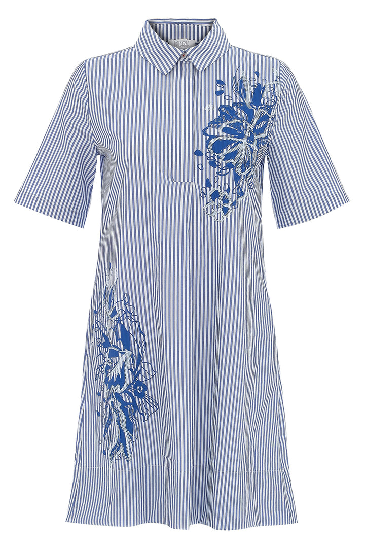 BLUE LOTUS STRIPE DRESS WITH COLLAR