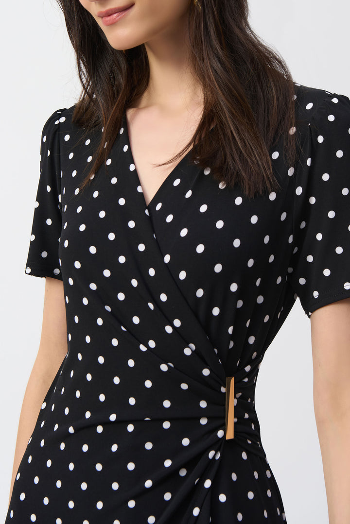 BLACK VANILLA DOT PRINT WRAP JUMPSUIT