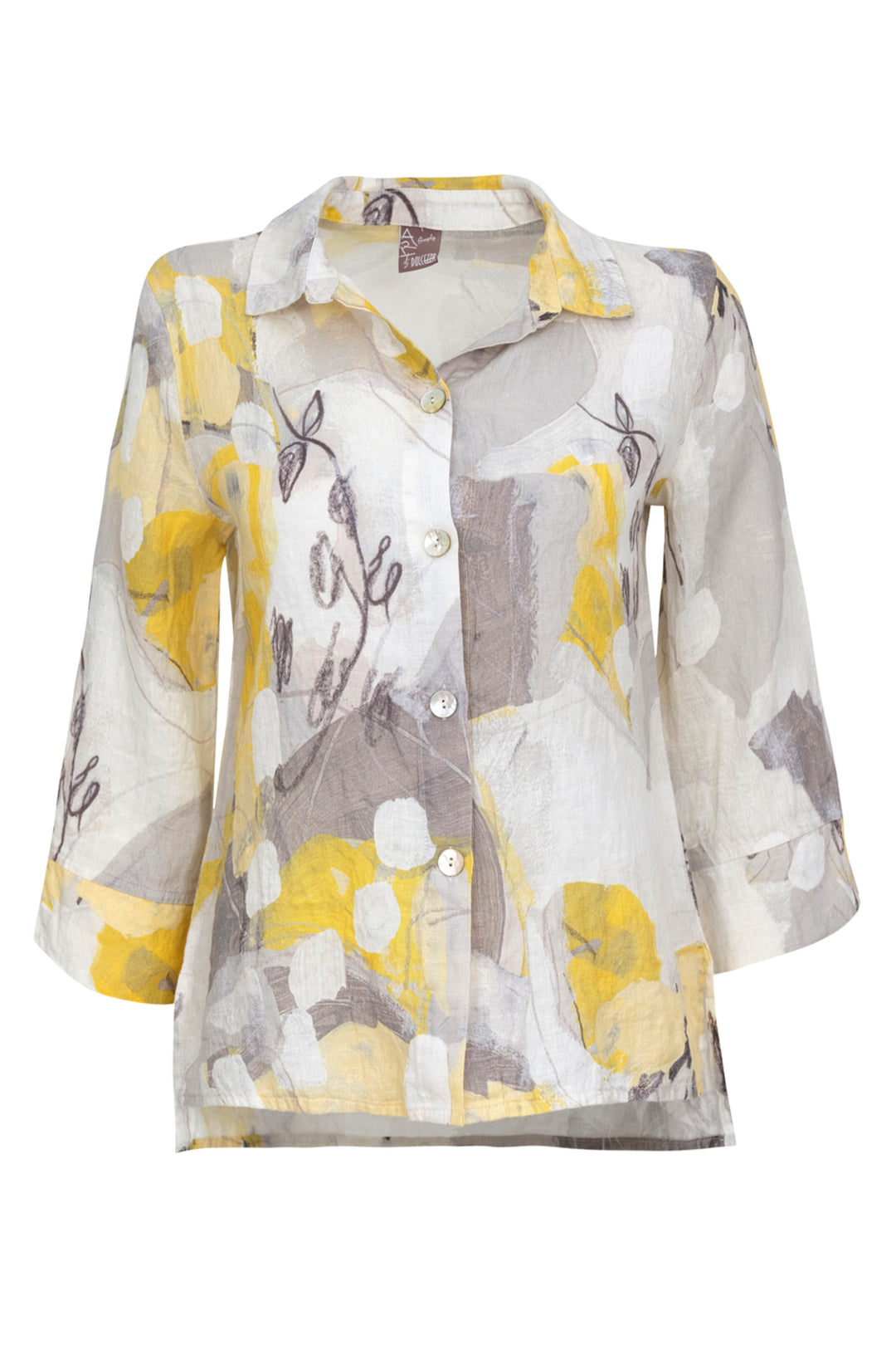 DOLCEZZA SPRING '23 women's casual yellow printed loose linen blouse