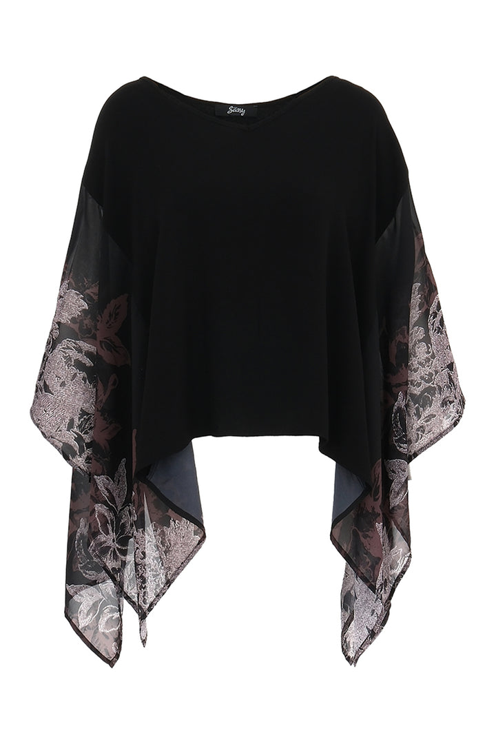 BORDER PRINT PONCHO TOP