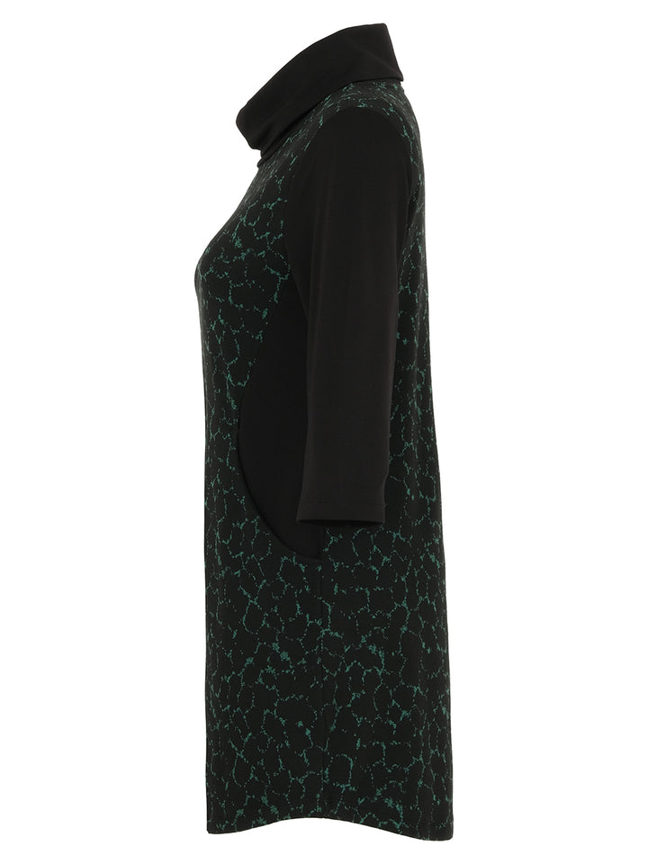 CAT WALK PRINT COWL NECK TUNIC