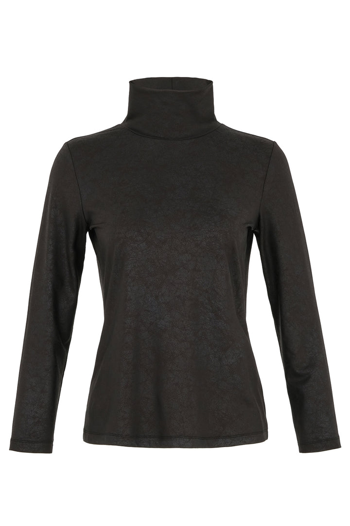 CRACKLE PLEATHER T-NECK TOP