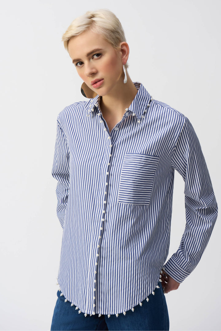 STRIPE SHIRT WITH PEARLS