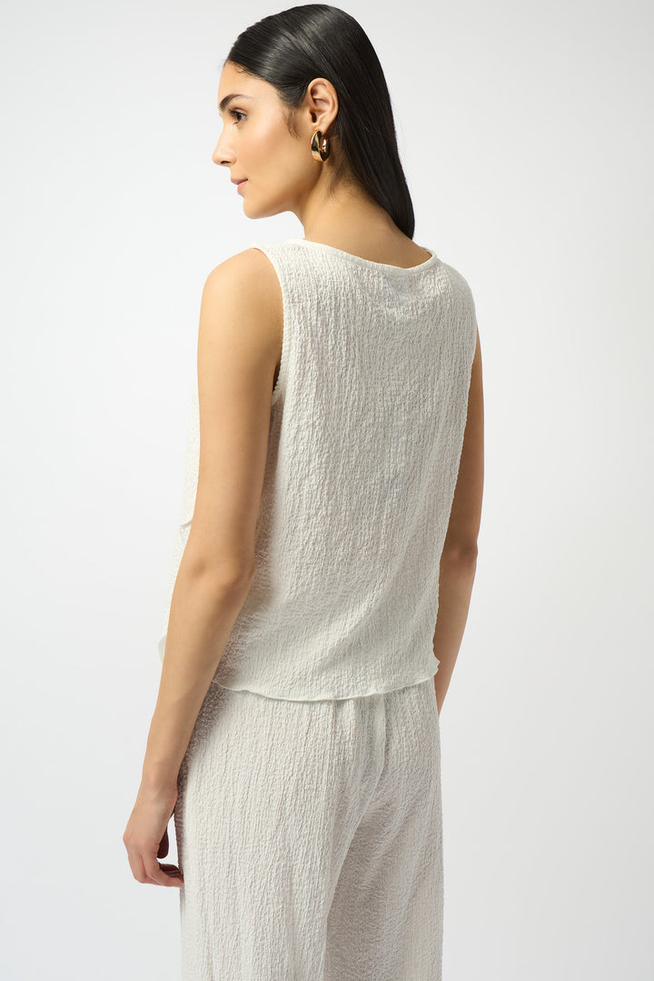 SEERSUCKER ASYMMETRICAL SLEEVELESS TOP