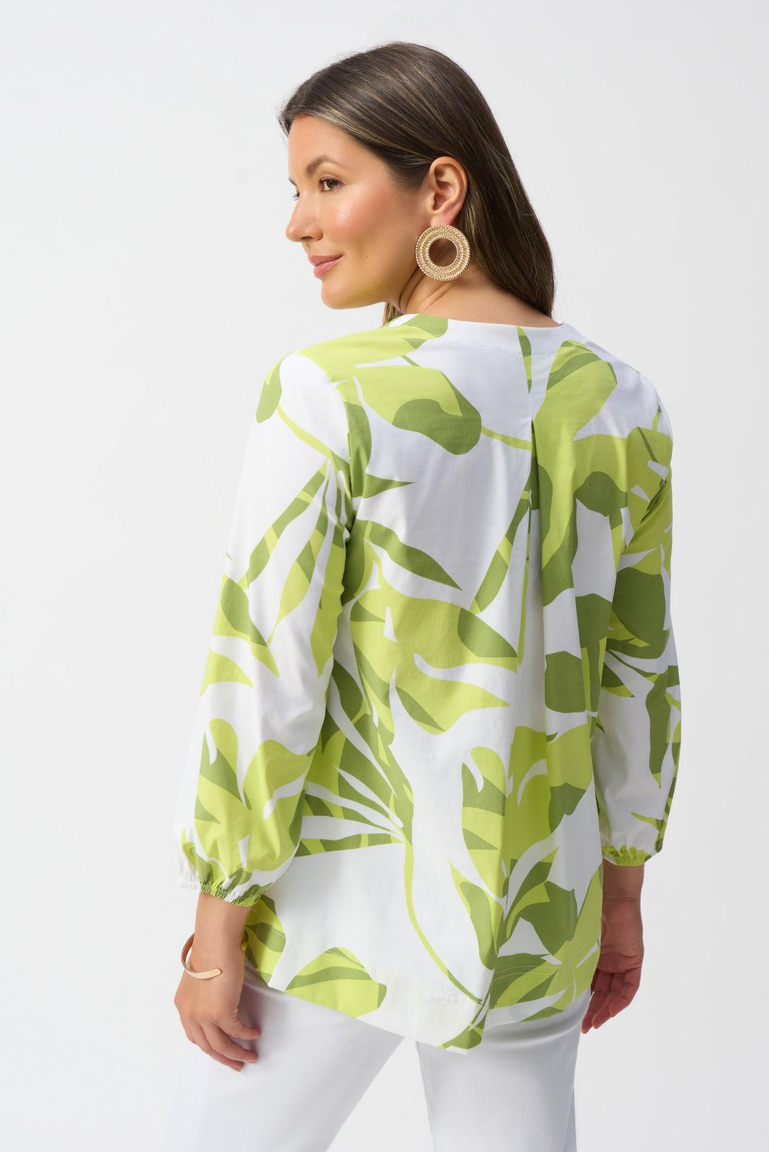 STRETCH POPLIN TROPICAL FLORAL TOP