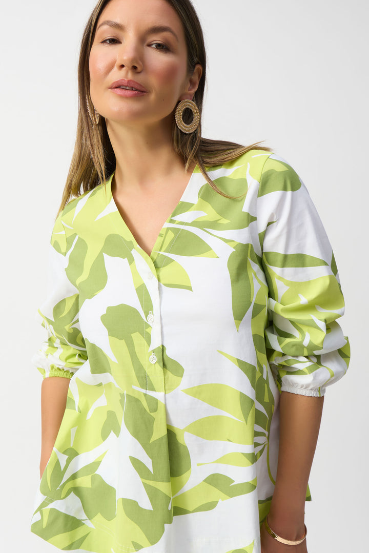 STRETCH POPLIN TROPICAL FLORAL TOP