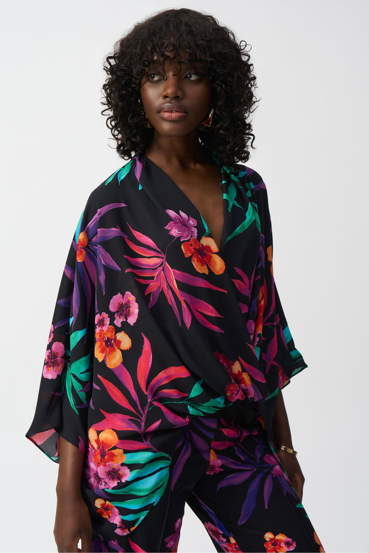 TROPICAL PRINT WRAP TOP