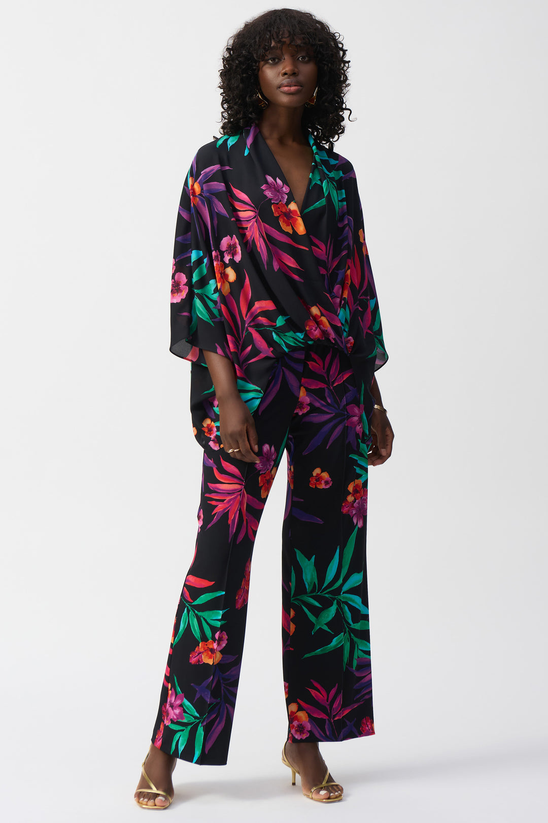 TROPICAL PRINT WRAP TOP