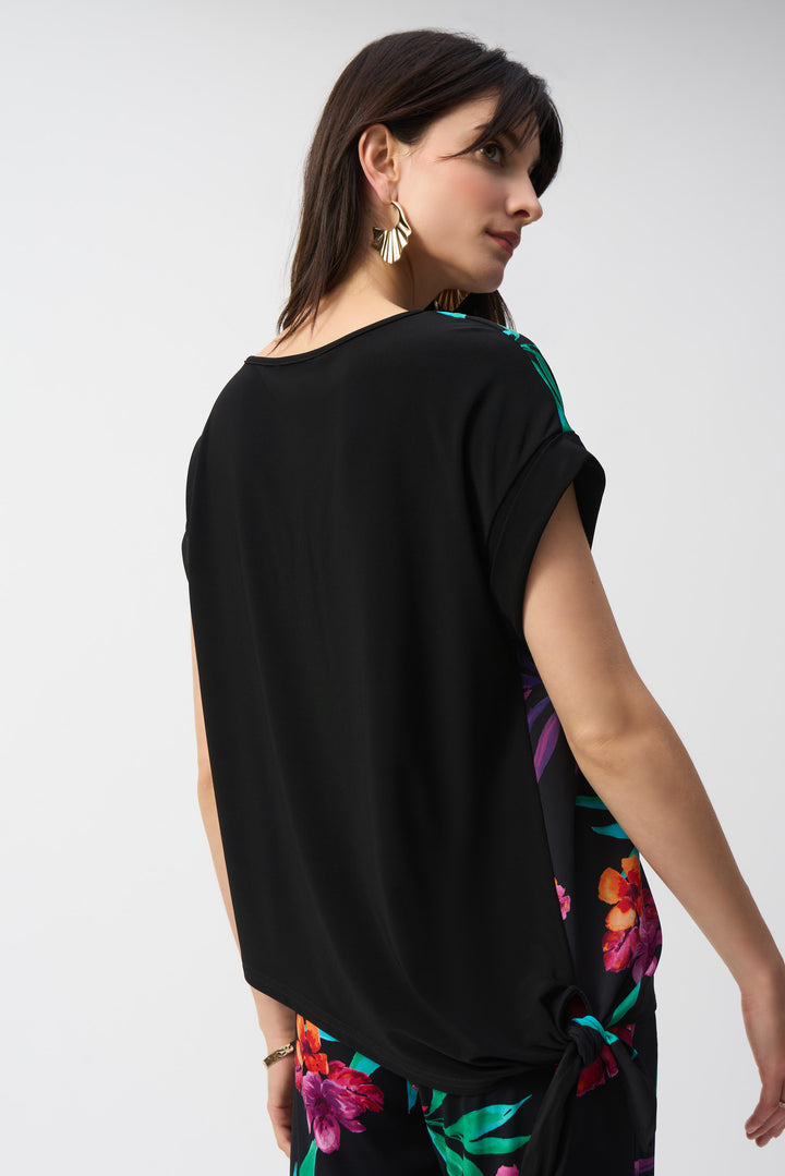TROPICAL PRINT FRONT TIE WAIST TOP