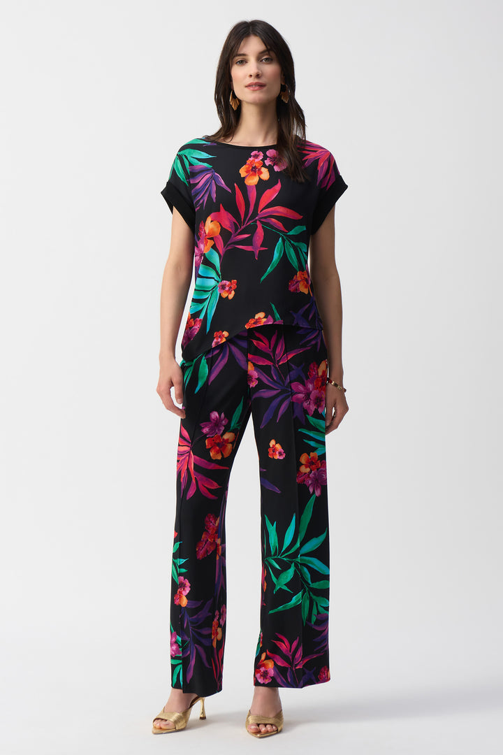 TROPICAL PRINT FRONT TIE WAIST TOP