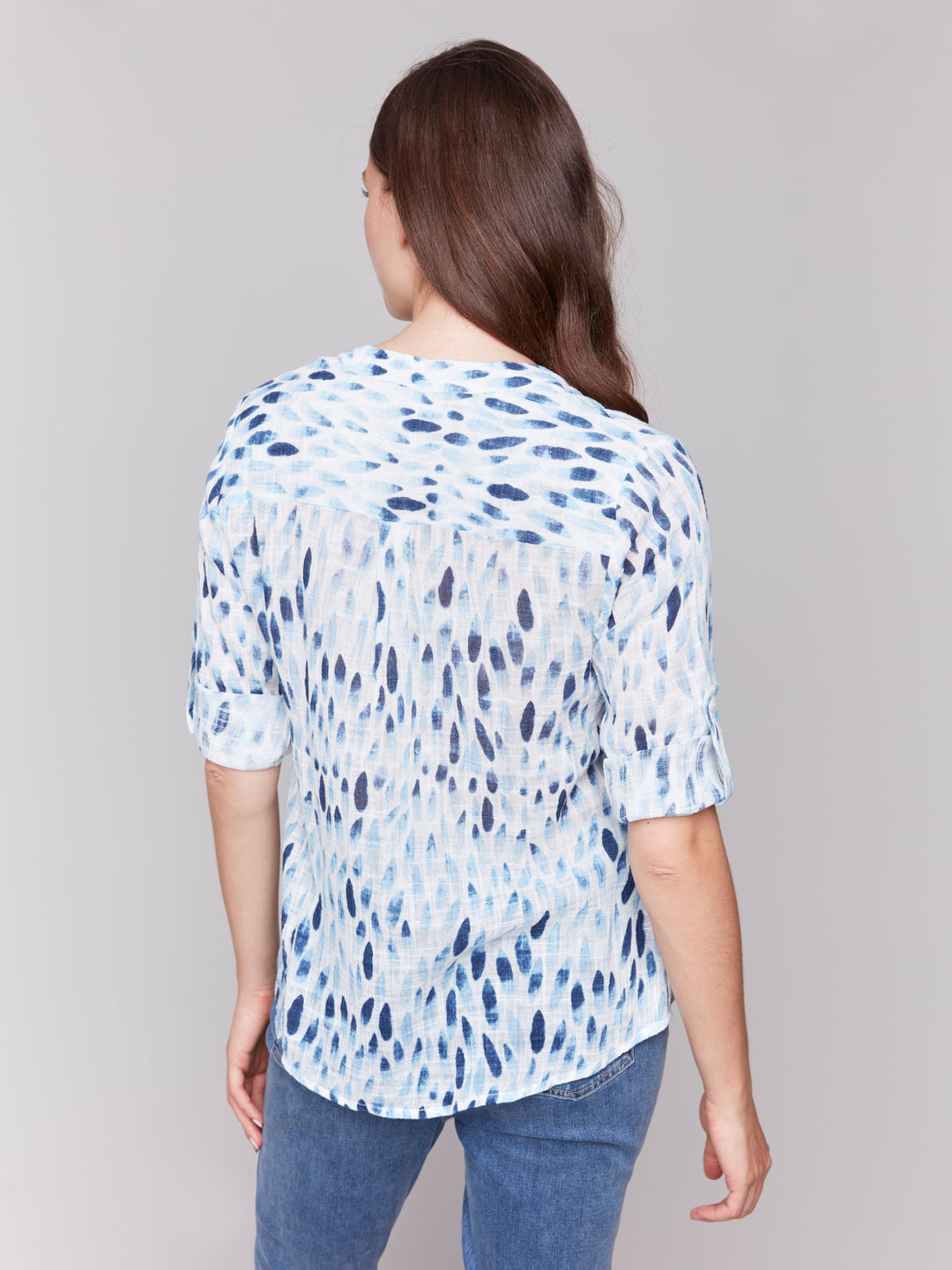 BLUE SHIBORI DROPLETS BLOUSE