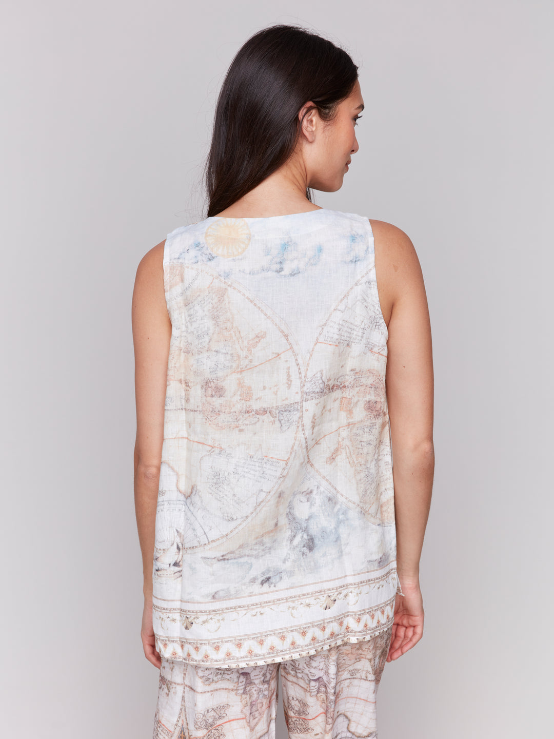 ATLAS BORDER PRINT SLEEVELESS TOP