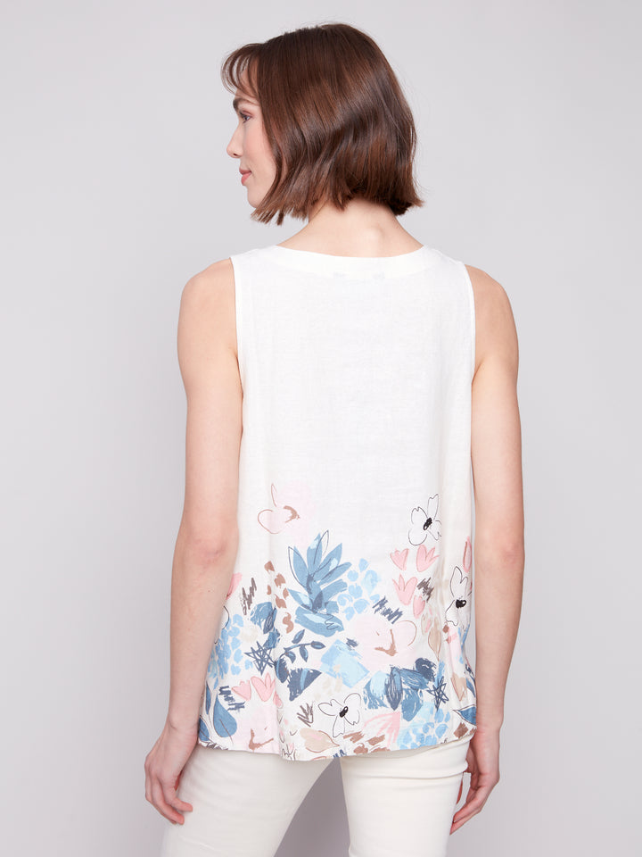 SUPERNOVA BORDER FLORAL SLEEVELESS TOP