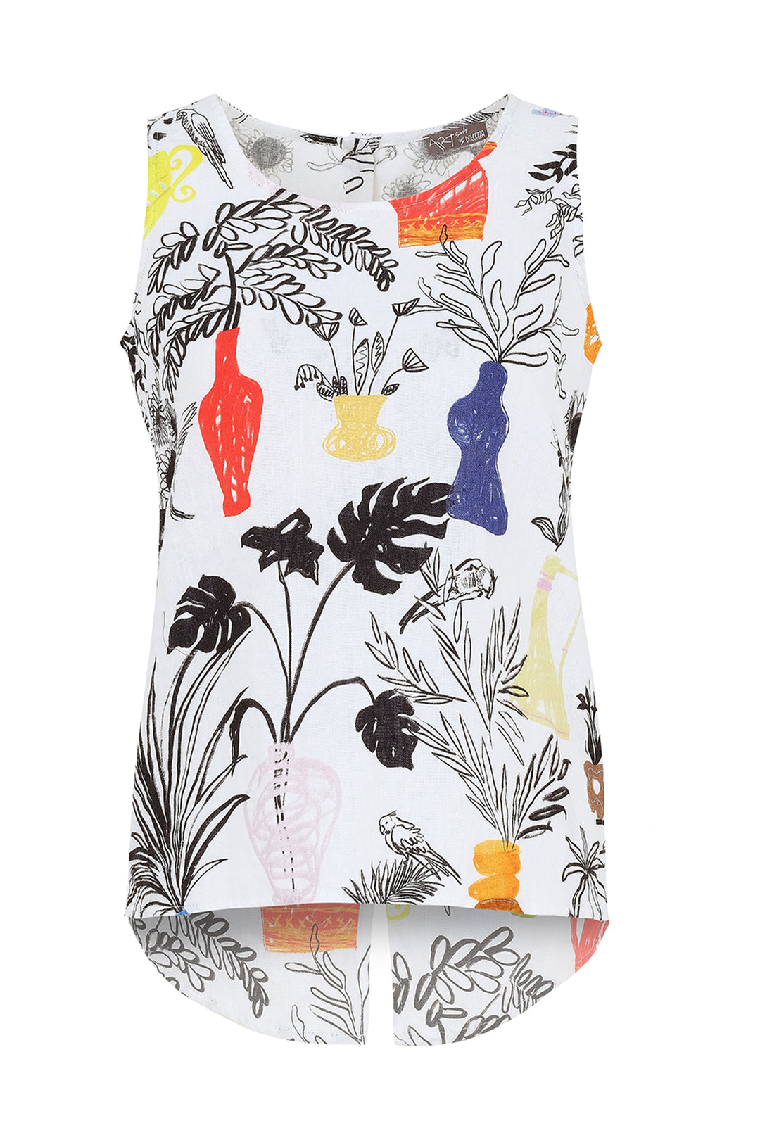 SUMMER BOUQUET SLEEVELESS TOP WITH BACK SLIT