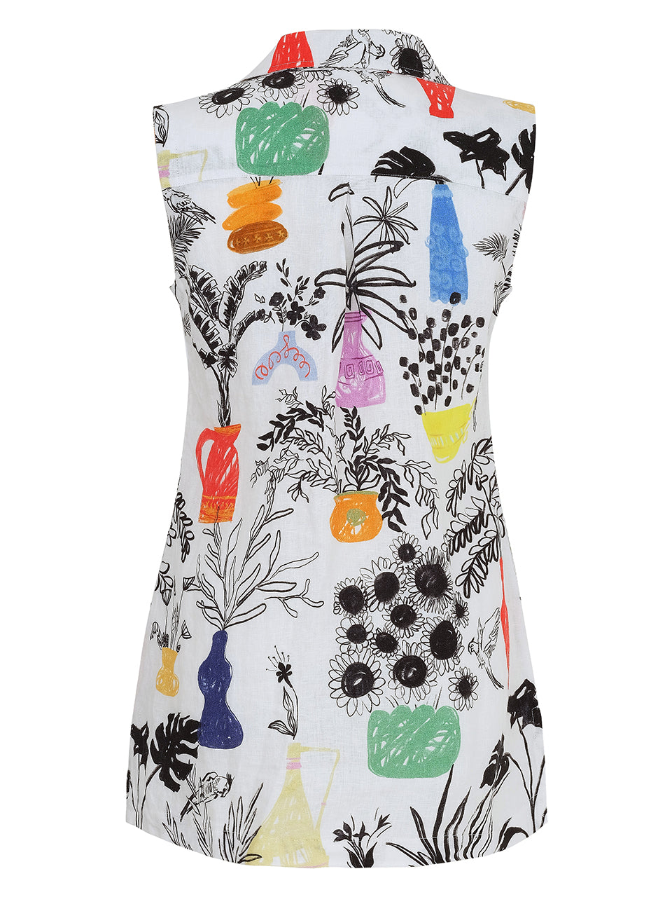 SUMMER BOUQUET SLEEVELESS BUTTON SHIRT