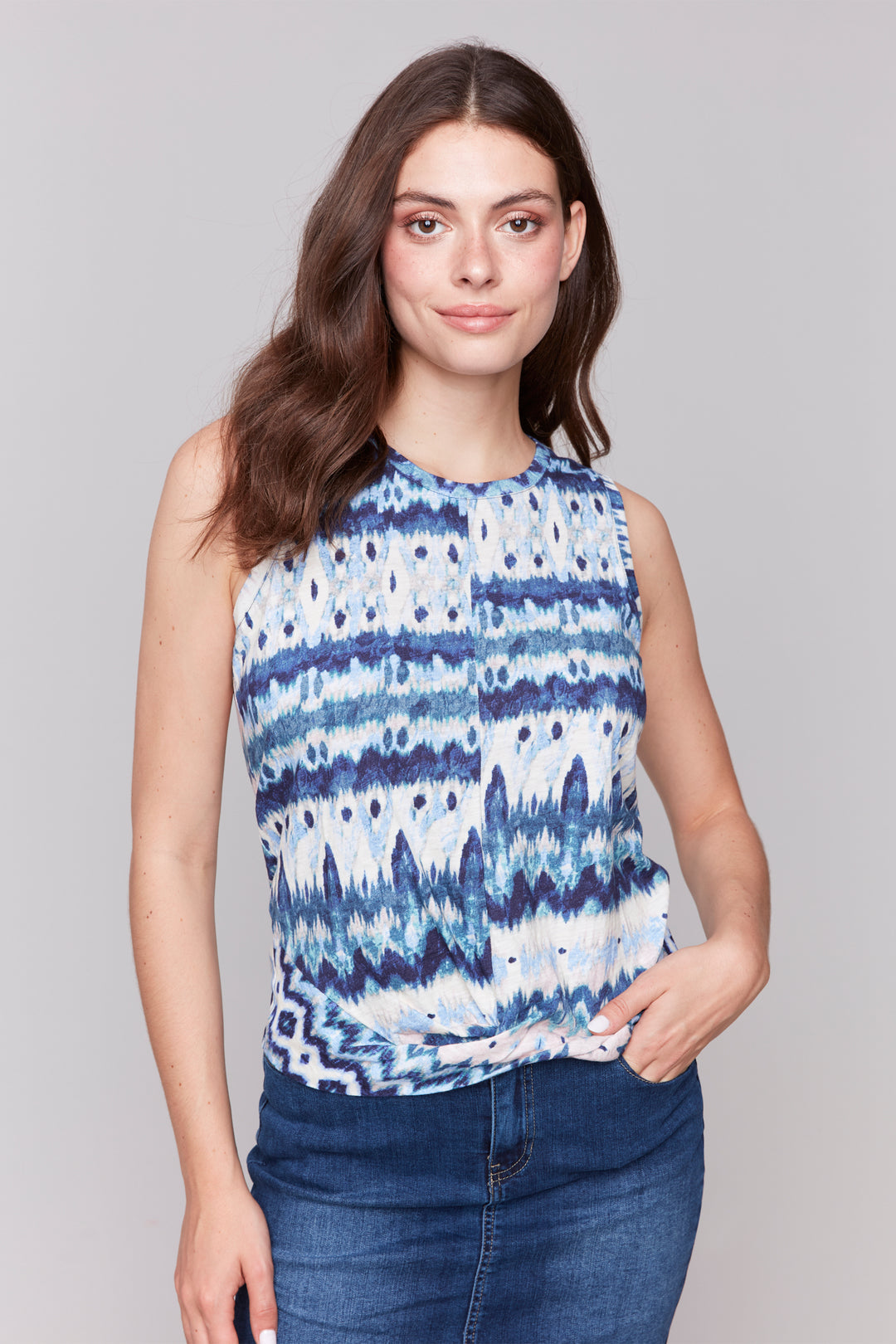 Charlie B Spring 2025  With a playful knot detail and back to basics style, this tank is perfect for keeping cool in the warmer months. 