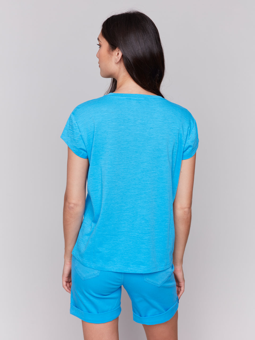 LAGOON CAP SLEEVE TEE WITH SLIT