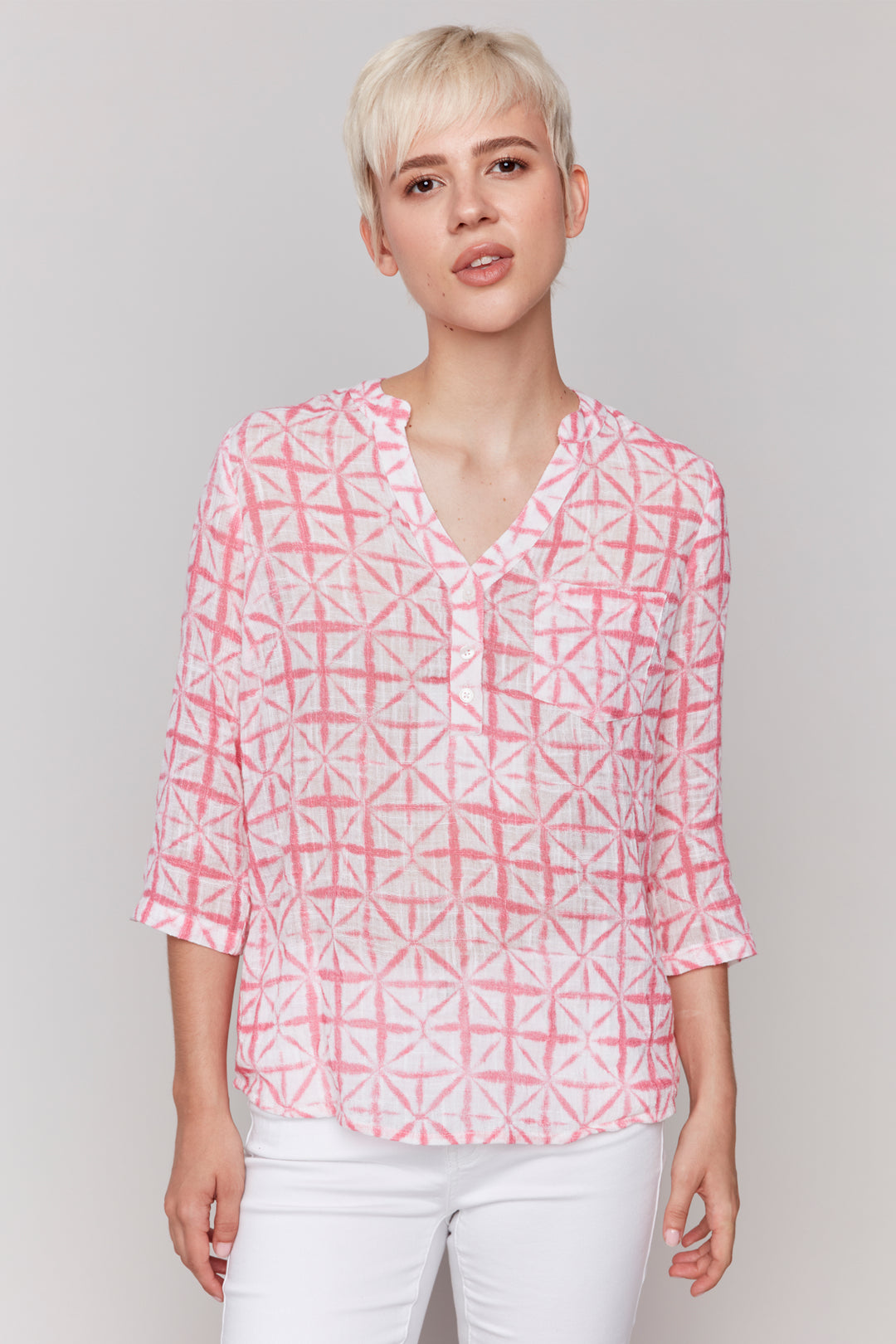 BEGONIA LATTICE TIEDYE BLOUSE