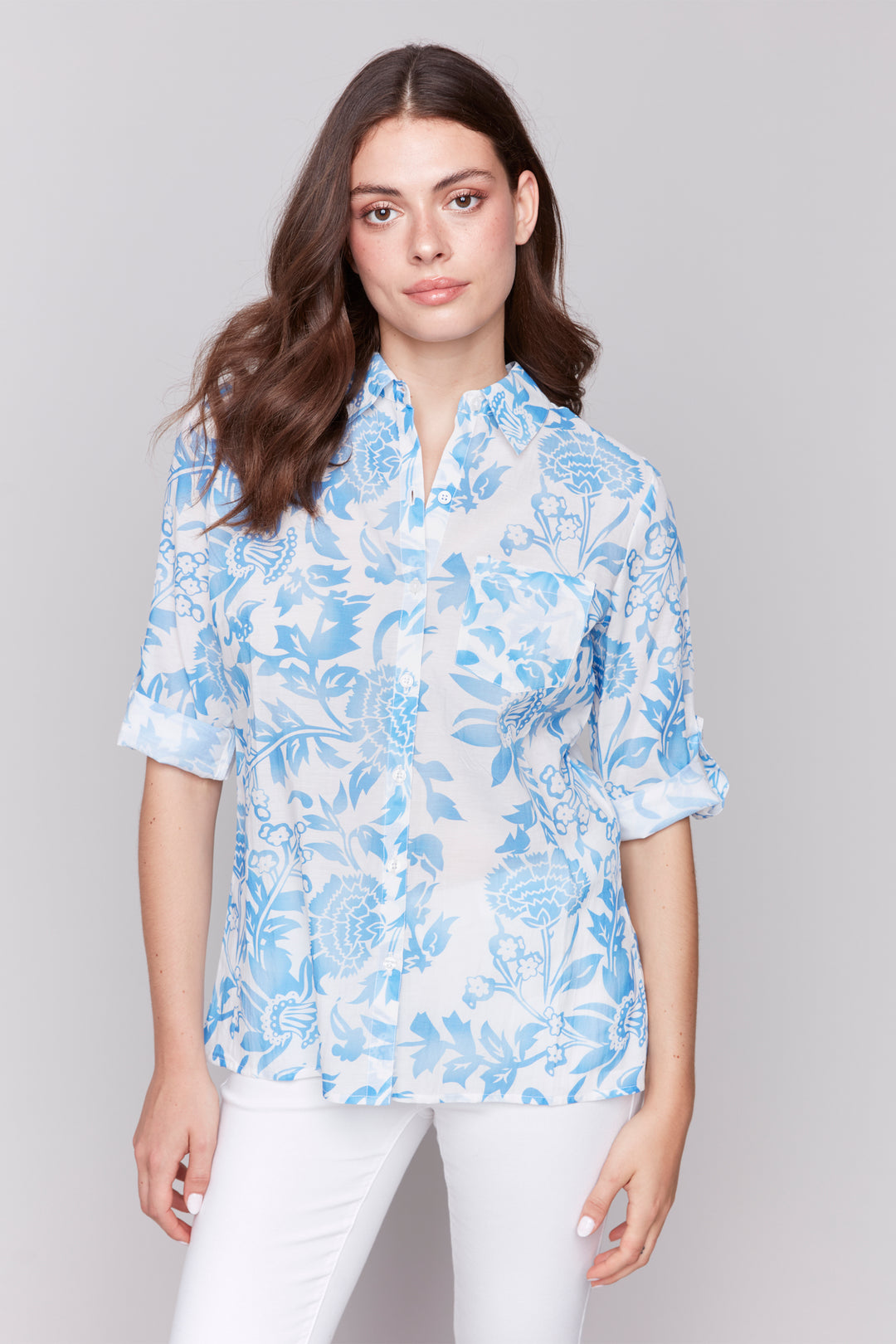 Charlie B Spring 2025 
a must-have for your spring and summer wardrobe! Made with lightweight and flowy all rayon fabric, this blouse is perfect for "easy breezy" wear.