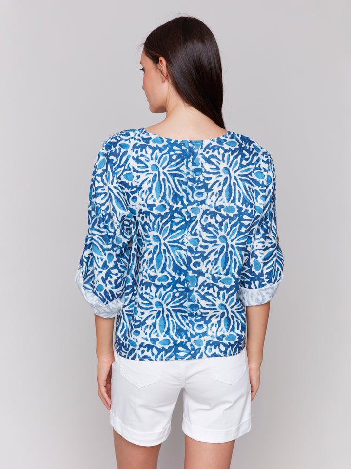 REFF PRINT TAB SLEEVE TIE FRONT TOP