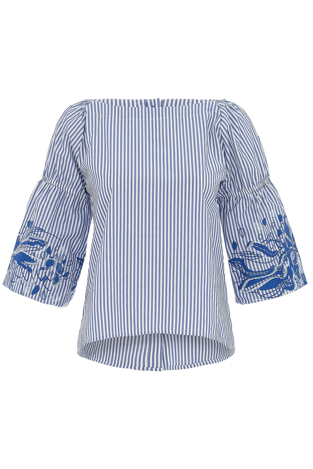 BLUE LOTUS STRIPE PEASANT TOP