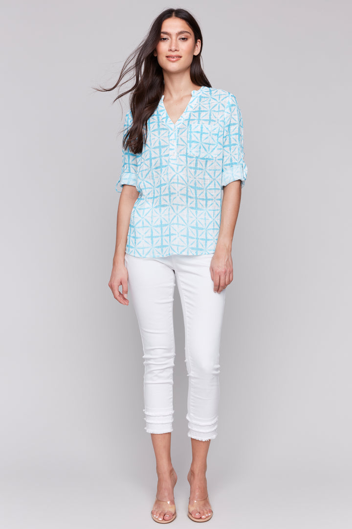 MOSAIC TILE PRINT BLOUSE