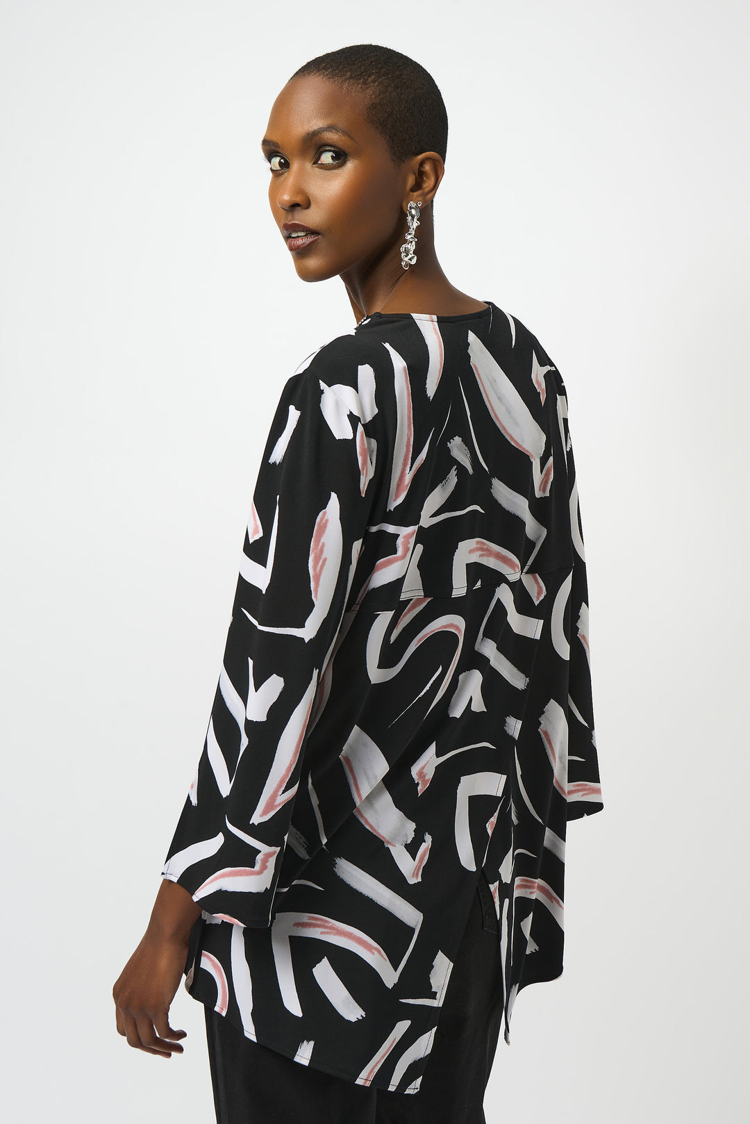 ABSTRACT DOODLE ZIP NECK TUNIC