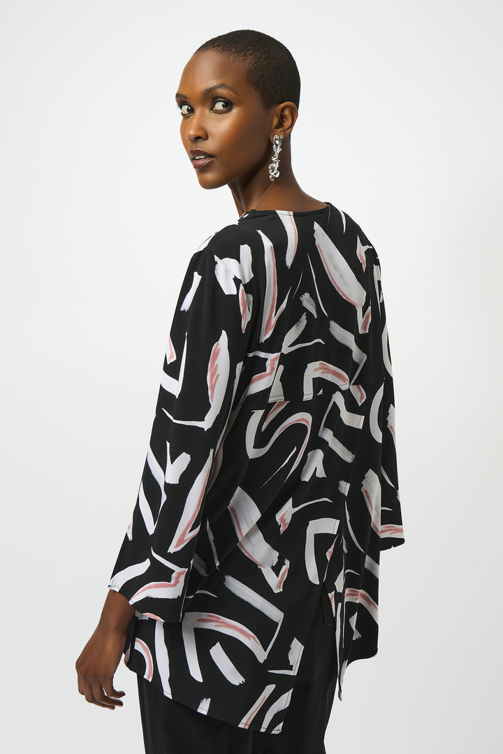 ABSTRACT DOODLE ZIP NECK TUNIC
