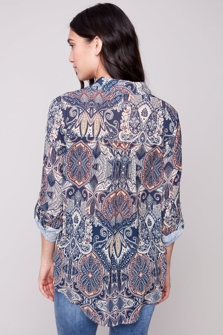 BOHO DAMASK PRINT BLOUSE