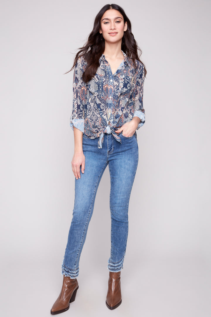 BOHO DAMASK PRINT BLOUSE