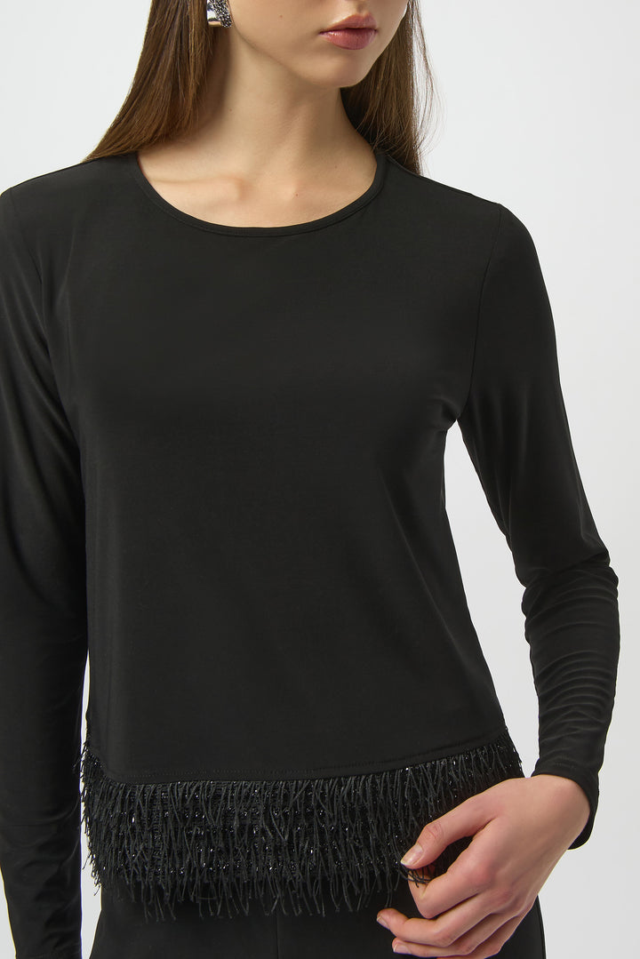 LS TOP WITH FRINGE HEM