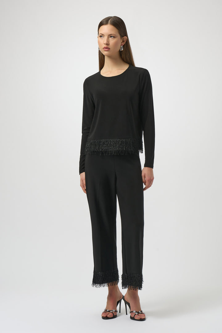 LS TOP WITH FRINGE HEM