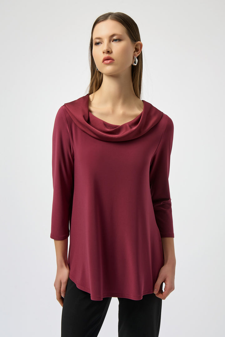 3/4 SLEEVE SATIN COWL NECK TOP