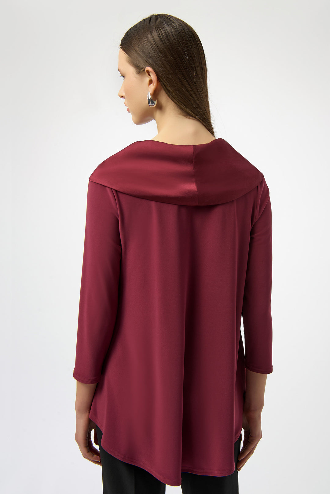 3/4 SLEEVE SATIN COWL NECK TOP