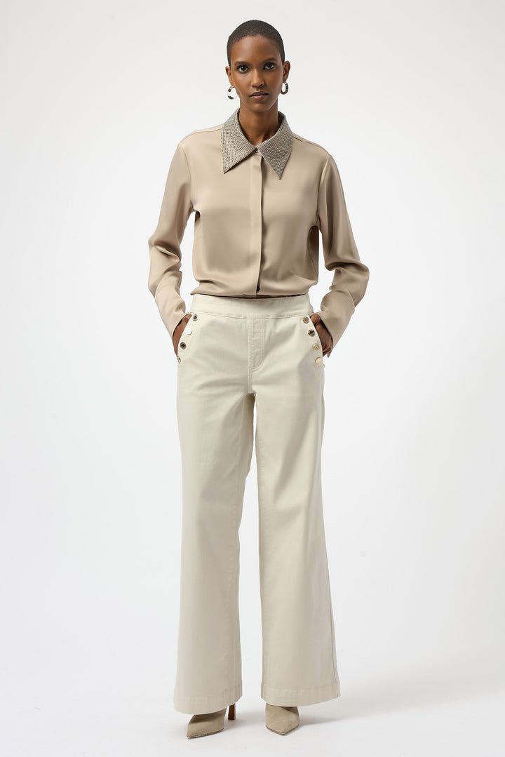 SATIN BLOUSE WITH EMBELLISHED COLLAR