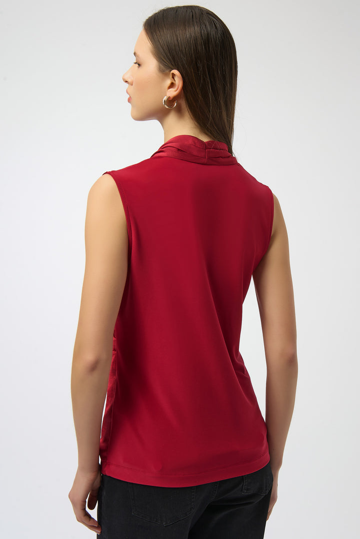 SATIN FRONT SLEEVELESS WRAP TOP