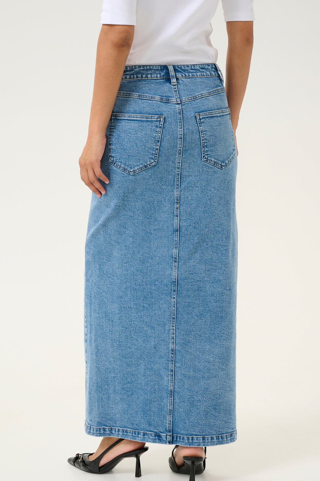 DENIM COLUMN SKIRT WITH SLIT