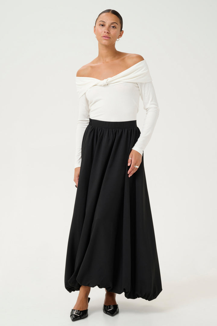 BLACK BUBBLE HEM SKIRT
