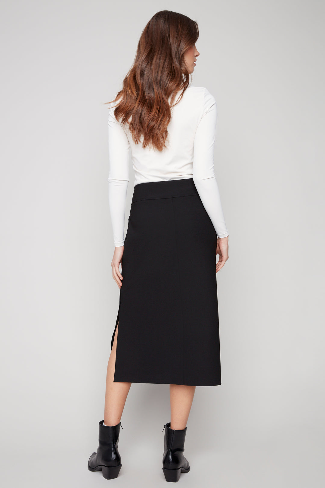 STRETCH CREPE SKIRT WITH SLITS