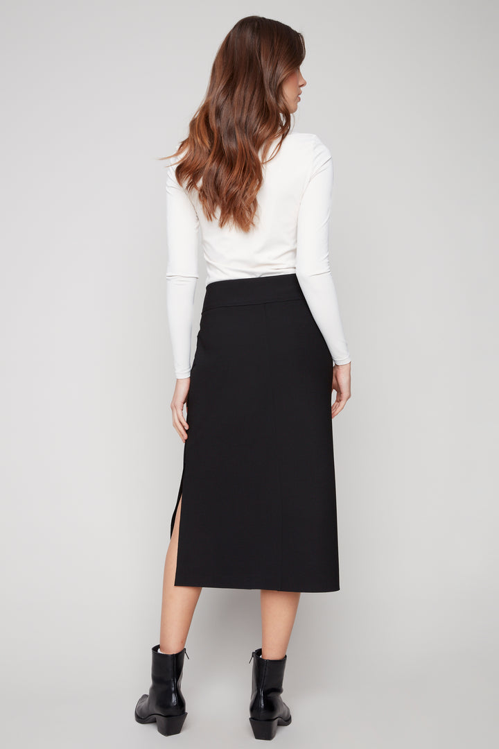 STRETCH CREPE SKIRT WITH SLITS
