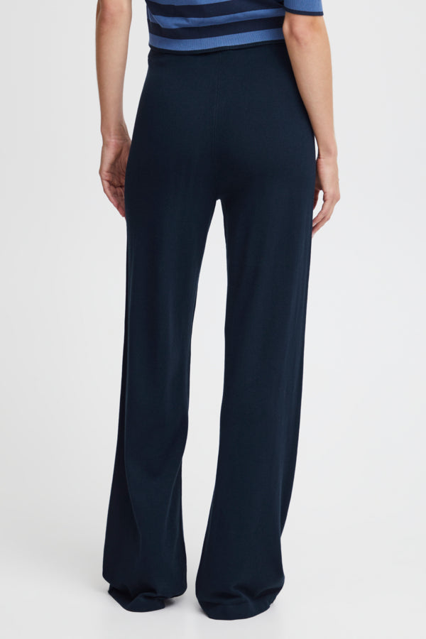 NAVY WIDE LEG KNIT PANT