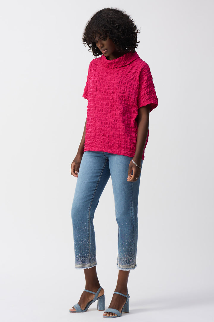 GRADIENT RHINESTONE HEM STRAIGHT CROP JEAN