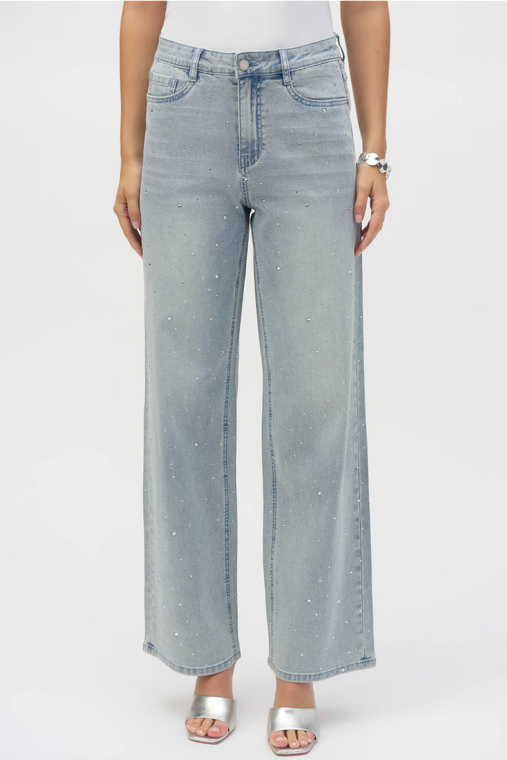 CLASSIC WIDE LEG JEAN WITH CRYSTALS