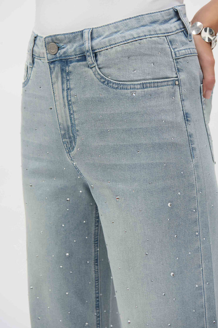 CLASSIC WIDE LEG JEAN WITH CRYSTALS