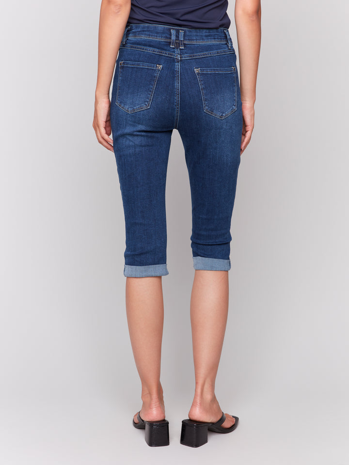 INDIGO ROLLED CUFF CAPRI