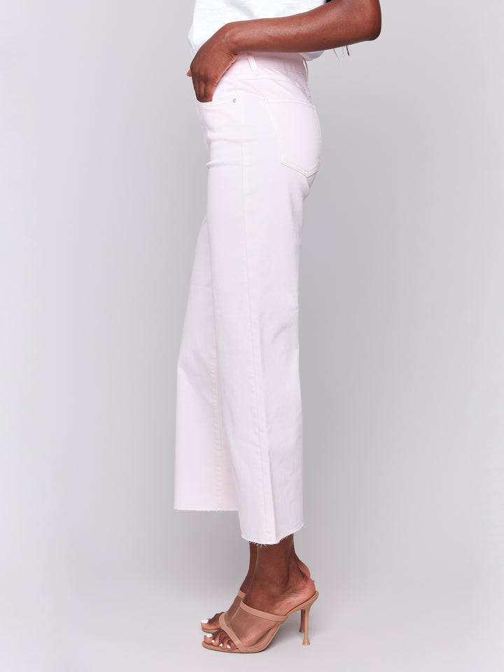PETAL WIDE LEG PANT WITH RAW HEM