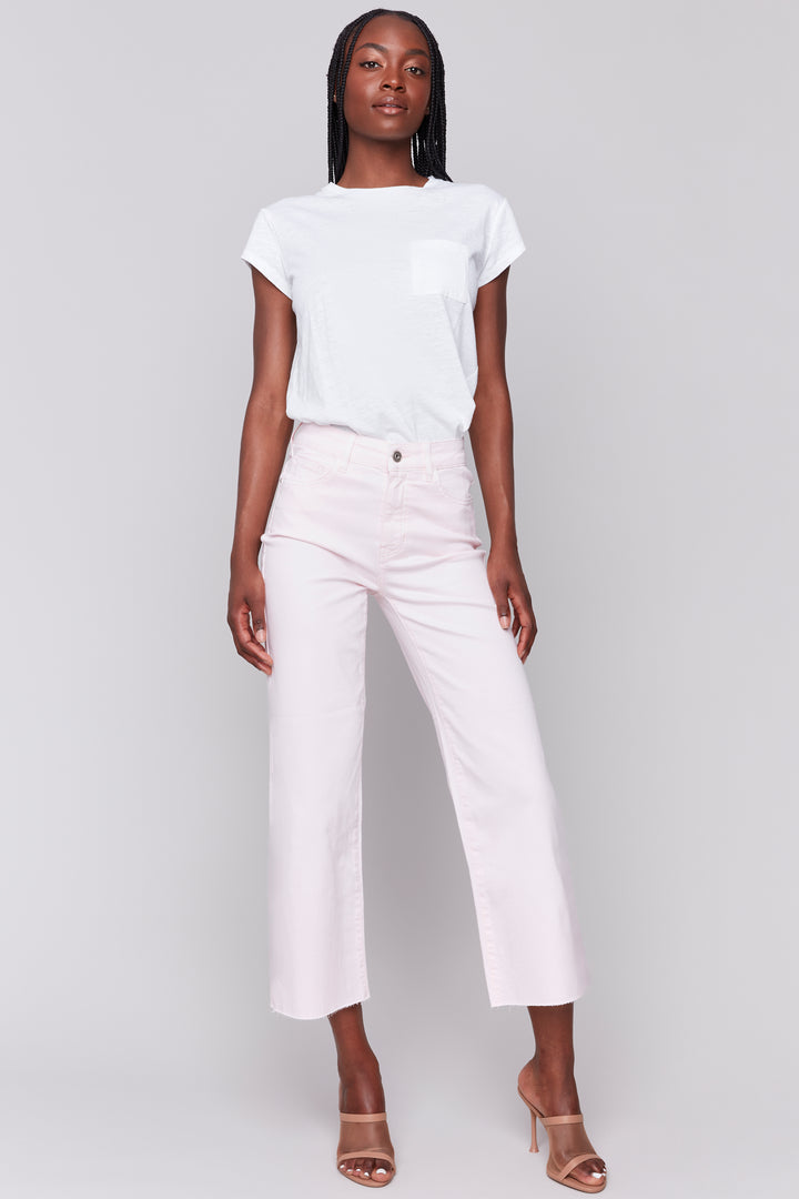 PETAL WIDE LEG PANT WITH RAW HEM
